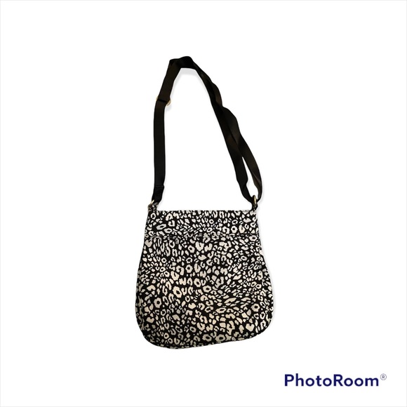Vera Bradley Camcoat Spotted Black and White Petite Double Zip Crossbody - Picture 2 of 2